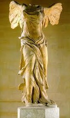 37. Winged Victory of Samothrace
Location: Samothrace, Greece
Artist:
Date: c. 190 B.C.E.
Culture:
Period/Style: Hellenistic/Ancient Greek
Medium/Material: Marble
Theme(s):
Form:
Function: naval victory
Content: humanistic culture, polytheism, wings, Goddess
Context: It is the Greek goddess Nike, and it was made not only to honor her, but a sea battle. 37. Winged Victory of Samothrace
Location: Samothrace, Greece
Artist:
Date: c. 190 B.C.E.
Culture:
Period/Style: Hellenistic/Ancient Greek
Medium/Material: Marble
Theme(s):
Form:
Function: naval victory
Content: humanistic culture, polytheism, wings, Goddess
Context: It is the Greek goddess Nike, and it was made not only to honor her, but a sea battle.