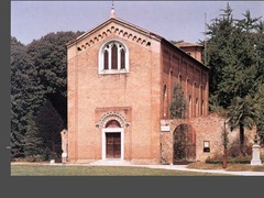 63a. Arena (Scrovegni) Chapel
Location: Padua, Italy
Architect: Unknown
Date: c. 1303 C.E.
Period/Style: Gothic Italy
Medium/Material: Brick
Theme(s): worship, belief
Form: plain exterior, vivid interior
Function: to expiate the sin of usury through which Scrovegni's father amassed a fortune
Content: Some narrative scenes illustrate Biblical episodes of ill-gotten gains
Context: built over an ancient Roman arena, hence the name; also called Scrovegni Chapel after its patron, Enrico Scrovegni
Cross Cultural Connection(s): Santa Sabina 63a. Arena (Scrovegni) Chapel
Location: Padua, Italy
Architect: Unknown
Date: c. 1303 C.E.
Period/Style: Gothic Italy
Medium/Material: Brick
Theme(s): worship, belief
Form: plain exterior, vivid interior
Function: to expiate the sin of usury through which Scrovegni's father amassed a fortune
Content: Some narrative scenes illustrate Biblical episodes of ill-gotten gains
Context: built over an ancient Roman arena, hence the name; also called Scrovegni Chapel after its patron, Enrico Scrovegni
Cross Cultural Connection(s): Santa Sabina