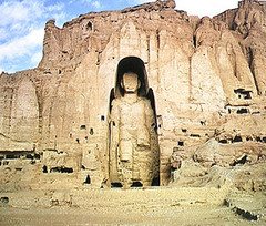 Buddha
Bamiyan, Afghanistan. Gandharan. c. 400-800 C.E. (destroyed in 2001). Cut rock with plaster and polychrome paint
The cultural landscape and archaeological remains of the Bamiyan Valley represent the artistic and religious developments which from the 1st to the 13th centuries characterized ancient Bakhtria, integrating various cultural influences into the Gandhara school of Buddhist art. Buddha
Bamiyan, Afghanistan. Gandharan. c. 400-800 C.E. (destroyed in 2001). Cut rock with plaster and polychrome paint
The cultural landscape and archaeological remains of the Bamiyan Valley represent the artistic and religious developments which from the 1st to the 13th centuries characterized ancient Bakhtria, integrating various cultural influences into the Gandhara school of Buddhist art.