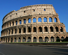 Colosseum (Flavin Amphitheater)
Rome, Italy. Imperial Roman. 70-80 C.E. Stone and concrete
The Colosseum is famous for it's human characteristics. It was built by the Romans in about the first century. It is made of tens of thousands of tons of a kind of marble called travertine. Colosseum (Flavin Amphitheater)
Rome, Italy. Imperial Roman. 70-80 C.E. Stone and concrete
The Colosseum is famous for it's human characteristics. It was built by the Romans in about the first century. It is made of tens of thousands of tons of a kind of marble called travertine.