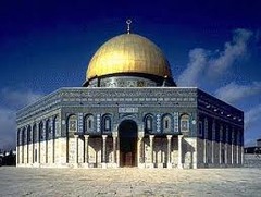 Dome of the Rock
Jerusalem. Islamic, Umayyad. 691-629 C.E., with multiple renovations. Stone masonry and wooden roof decorated with glazed ceramic tile, mosaics, and gilt aluminum and bronze dome
The Dome of the Rock is a building of extraordinary beauty, solidity, elegance, and singularity of shape... Both outside and inside, the decoration is so magnificent and the workmanship so surpassing as to defy description. The greater part is covered with gold so that the eyes of one who gazes on its beauties are dazzled by its brilliance, now glowing like a mass of light, now flashing like lightning. Dome of the Rock
Jerusalem. Islamic, Umayyad. 691-629 C.E., with multiple renovations. Stone masonry and wooden roof decorated with glazed ceramic tile, mosaics, and gilt aluminum and bronze dome
The Dome of the Rock is a building of extraordinary beauty, solidity, elegance, and singularity of shape... Both outside and inside, the decoration is so magnificent and the workmanship so surpassing as to defy description. The greater part is covered with gold so that the eyes of one who gazes on its beauties are dazzled by its brilliance, now glowing like a mass of light, now flashing like lightning.