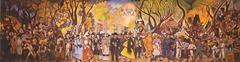 Dream of a Sunday Afternoon in the Alameda Park
Diego Rivera. 1947-1948 C.E. Fresco
The artist reminds the viewer that the struggles and glory of four centuries of Mexican history are due to the participation of Mexicans from all strata of society. Dream of a Sunday Afternoon in the Alameda Park
Diego Rivera. 1947-1948 C.E. Fresco
The artist reminds the viewer that the struggles and glory of four centuries of Mexican history are due to the participation of Mexicans from all strata of society.