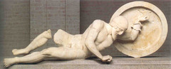 Dying Warrior from the Temple of Aphaia, Aegina, c. 500-490 B.C.E., marble,Greek Archaic Dying Warrior from the Temple of Aphaia, Aegina, c. 500-490 B.C.E., marble,Greek Archaic