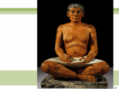 Figure 3-14 Seated scribe, from Saqqara, Egypt, Fourth Dynasty, ca. 2500 BCE. Painted limestone, 1' 9 Figure 3-14 Seated scribe, from Saqqara, Egypt, Fourth Dynasty, ca. 2500 BCE. Painted limestone, 1' 9