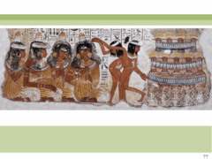 Figure 3-29 Musicians and dancers, from the tomb of Nebamun, Thebes, Egypt, 18th Dynasty, ca. 1400-1350 BCE. Fresco on dry plaster, 1' X 2' 3". British Museum, London. (New Kingdom)