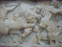 Gods and Giants from the Siphnian Treasury, c. 530 B.C.E., marble,Greek Archaic Gods and Giants from the Siphnian Treasury, c. 530 B.C.E., marble,Greek Archaic