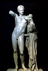 Hermes and the Infant of Dionysos,Praxiteles, from the Temple of Hera, 340 BC, marble, Greek Classical Hermes and the Infant of Dionysos,Praxiteles, from the Temple of Hera, 340 BC, marble, Greek Classical