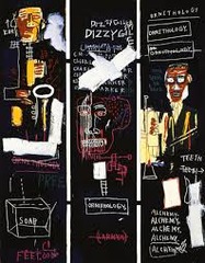 Horn Players. Jean-Michel Basquiat. 1983 ce. Acrylic and oil paintstick on 3 panels Horn Players. Jean-Michel Basquiat. 1983 ce. Acrylic and oil paintstick on 3 panels