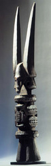 Ikenga
Igbo Peoples,Nigeria, 19-20th century, wood
Ikenga means strong right arm indicating physical prowess
Honors the right hand which holds tools or weapons, makes sacrifices, conducts rituals, and alerts to speack at public forums
Traditional masculine associations of strength/potency
Carved from hardwoods considered as masculine
Tells of the owners prosperity, and social rank
Personal god of achievement and success
Requires blessings before use, consecrated with offerings
Horns symbolize power
Maintained in the males home until he dies where it is destroyed with him Ikenga
Igbo Peoples,Nigeria, 19-20th century, wood
Ikenga means strong right arm indicating physical prowess
Honors the right hand which holds tools or weapons, makes sacrifices, conducts rituals, and alerts to speack at public forums
Traditional masculine associations of strength/potency
Carved from hardwoods considered as masculine
Tells of the owners prosperity, and social rank
Personal god of achievement and success
Requires blessings before use, consecrated with offerings
Horns symbolize power
Maintained in the males home until he dies where it is destroyed with him