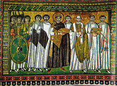 Justinian and Attendants, c.547, mosaic,Byzantine Art Justinian and Attendants, c.547, mosaic,Byzantine Art