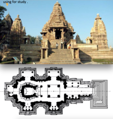 Lakshmana Temple
Khajuraho India, Hindu, 930-950, Sandstone
placed on high pedestal, series of shapes that build to become a large tower
Lakshmana Temple
Khajuraho India, Hindu, 930-950, Sandstone
placed on high pedestal, series of shapes that build to become a large tower