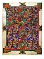 Lindisfarne Gospels: St. Matthew, cross-carpet page; St. Luke portrait page; St. Luke incipit page. Early medieval c. 700 ce. Illuminated manuscript Lindisfarne Gospels: St. Matthew, cross-carpet page; St. Luke portrait page; St. Luke incipit page. Early medieval c. 700 ce. Illuminated manuscript