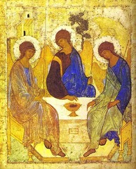 Old Testament Trinity,Andrew Riiblev,c.1410,tempera on wood,Byzantine Art Old Testament Trinity,Andrew Riiblev,c.1410,tempera on wood,Byzantine Art