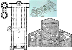 Reconstruction of plan, interior and exterior of Old St. Peter's, commissioned by Constantine, Rome, 320-327 (Early Christian Architecture) Reconstruction of plan, interior and exterior of Old St. Peter's, commissioned by Constantine, Rome, 320-327 (Early Christian Architecture)