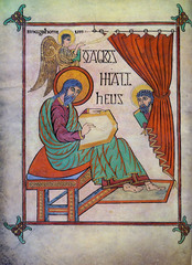 Saint Matthew from the Book of Lindisfarne,700,tempera on vellum,Hiberno-Saxon Art Saint Matthew from the Book of Lindisfarne,700,tempera on vellum,Hiberno-Saxon Art