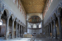 Santa Sabina
Rome, Italy. Late Antique Europe. c. 422-432 C.E. Brick and stone, wood
The emphasis in this architecture is on the spiritual effect and not the physical. Helps to understand the essential characteristics of the early Christian basilica. Santa Sabina
Rome, Italy. Late Antique Europe. c. 422-432 C.E. Brick and stone, wood
The emphasis in this architecture is on the spiritual effect and not the physical. Helps to understand the essential characteristics of the early Christian basilica.