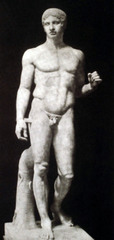 Spear Bearer,Polykleitos, c. 450-440 B.C.E., marble/bronze,Greek Classical Spear Bearer,Polykleitos, c. 450-440 B.C.E., marble/bronze,Greek Classical