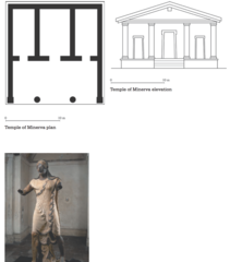 Temple of Minerva
Sculptor Vulca, 510-500 B.C.E.
Wood, Mud Brick
Not much architecture survives from this period
Design done by Vitruvius
Steps in front direct the attention to the deep porch, emphasizing the entrance
Used tuscan capitals that vary slightly from Greek Doric capitals
3 doors that allow the viewer to enter the temple represent 3 gods
The interior is divided into 3 separate space
Sculpture of Apollo from Veii
One of 4 figures that originally stood on top of the Temple of Veii dedicated to Minerva
Meant to be seen from below
Figure has spirit, it moves quickly as it strides foward seen in the dynamic position of his legs
Greek influence with the Archaic smile
Carved by Vulca, the most famous Etruscan sculptor of the period
Terra Cotta Temple of Minerva
Sculptor Vulca, 510-500 B.C.E.
Wood, Mud Brick
Not much architecture survives from this period
Design done by Vitruvius
Steps in front direct the attention to the deep porch, emphasizing the entrance
Used tuscan capitals that vary slightly from Greek Doric capitals
3 doors that allow the viewer to enter the temple represent 3 gods
The interior is divided into 3 separate space
Sculpture of Apollo from Veii
One of 4 figures that originally stood on top of the Temple of Veii dedicated to Minerva
Meant to be seen from below
Figure has spirit, it moves quickly as it strides foward seen in the dynamic position of his legs
Greek influence with the Archaic smile
Carved by Vulca, the most famous Etruscan sculptor of the period
Terra Cotta