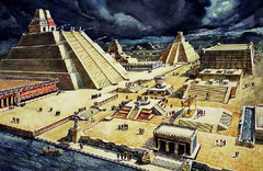 Templo Mayor (Main Temple)
Tenochtitlan (modern Mexico). Mexica (Aztec). 1375-1520 C.E. Stone (temple); volcanic stone (The Coyolxauhqui Stone); jadeite (Olmec-style mask); basalt (Calendar Stone)
The most spectacular expansion of the Templo Mayor took place in the year Templo Mayor (Main Temple)
Tenochtitlan (modern Mexico). Mexica (Aztec). 1375-1520 C.E. Stone (temple); volcanic stone (The Coyolxauhqui Stone); jadeite (Olmec-style mask); basalt (Calendar Stone)
The most spectacular expansion of the Templo Mayor took place in the year