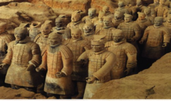 Terra Cotta warriors from mausoleum of the first Qin emperor of China. Oin Dynasty. 221-209 bce. painted terra cotta Terra Cotta warriors from mausoleum of the first Qin emperor of China. Oin Dynasty. 221-209 bce. painted terra cotta