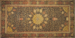 The Ardabil Carpet
Maqsud of Kashan. 1539-1540 C.E. Silk and wool
The Ardabil Carpet is exceptional; it is one of the world's oldest Islamic carpets, as well as one of the largest, most beautiful and historically important. It is not only stunning in its own right, but it is bound up with the history of one of the great political dynasties of Iran. The Ardabil Carpet
Maqsud of Kashan. 1539-1540 C.E. Silk and wool
The Ardabil Carpet is exceptional; it is one of the world's oldest Islamic carpets, as well as one of the largest, most beautiful and historically important. It is not only stunning in its own right, but it is bound up with the history of one of the great political dynasties of Iran.