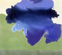 The Bay
Helen Frankenthaler, 1963, Acrylic on Canvas
Color field painting
Painted directly on unprimed canvas
Uses a run paint, sometimes thinned out
Uses landscape as a starting point, basis for imagery in works
Accentuates the 2-Dimensionality of a canvas
Worked in avant garde New York School
PPA, color-field painting diluted paint is poured onto unprimed canvas and soaks in, basic properties of art are emphasized, technique results in literal flatness unlike any other, appears spontaneous and accidental The Bay
Helen Frankenthaler, 1963, Acrylic on Canvas
Color field painting
Painted directly on unprimed canvas
Uses a run paint, sometimes thinned out
Uses landscape as a starting point, basis for imagery in works
Accentuates the 2-Dimensionality of a canvas
Worked in avant garde New York School
PPA, color-field painting diluted paint is poured onto unprimed canvas and soaks in, basic properties of art are emphasized, technique results in literal flatness unlike any other, appears spontaneous and accidental
