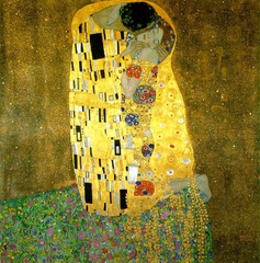 The Kiss
Gustav Klimt, 1907-1908, Oil on Canvas
Fin de Siecle/Art Nouveau
Visual representation of fin de siecle culture by capturing the opulence of love and sexual powers
Little of the human form is actualy seen, two heads, four hands, two feet
Bodies are suggested under a sea of richly designed patterning
Male figure has large rectangular boxes, female figure has circular forms
Figures dissolve into flat elaborate patterning
Suggests all consuming love, passion, eroticism
Spaced in an indeterminate location against a flattened background
Gold leaf background reminiscent of Byzantine mosaics The Kiss
Gustav Klimt, 1907-1908, Oil on Canvas
Fin de Siecle/Art Nouveau
Visual representation of fin de siecle culture by capturing the opulence of love and sexual powers
Little of the human form is actualy seen, two heads, four hands, two feet
Bodies are suggested under a sea of richly designed patterning
Male figure has large rectangular boxes, female figure has circular forms
Figures dissolve into flat elaborate patterning
Suggests all consuming love, passion, eroticism
Spaced in an indeterminate location against a flattened background
Gold leaf background reminiscent of Byzantine mosaics