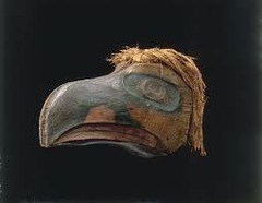 Transformation mask, Kwakiutl
Northern Canada, Late 19th century
Ritual mask worn by native tribes in the northwest
Worn over the head as a part of a full body suit
Wearer uses strings to open/close mask during ritual
Bird exterior opens up to human face on interior
During the moment where the mask opens the viewer turns his back to the audience to heighten the mystery
Transformation theme central aspect of art/religion of the Americas Transformation mask, Kwakiutl
Northern Canada, Late 19th century
Ritual mask worn by native tribes in the northwest
Worn over the head as a part of a full body suit
Wearer uses strings to open/close mask during ritual
Bird exterior opens up to human face on interior
During the moment where the mask opens the viewer turns his back to the audience to heighten the mystery
Transformation theme central aspect of art/religion of the Americas
