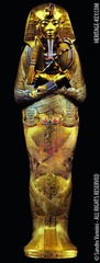Tutankhamun's Tomb, Innermost coffin
New Kingdom, 1323 B.C.E.
Gold with enamel inlay and semiprecious stones
Tut returned the religion back to its previous, normal status instead of keeping his father Akhenaten's religion
In tomb discovered by Howard Carter 1922
Mummified Tut buried with 143 precious objects
Made of solid gold with many precious stones, depicted as a god in his divine form of the afterlife
Shows quality of workmanship and attention to detail of Egyptian art
6'7 Tutankhamun's Tomb, Innermost coffin
New Kingdom, 1323 B.C.E.
Gold with enamel inlay and semiprecious stones
Tut returned the religion back to its previous, normal status instead of keeping his father Akhenaten's religion
In tomb discovered by Howard Carter 1922
Mummified Tut buried with 143 precious objects
Made of solid gold with many precious stones, depicted as a god in his divine form of the afterlife
Shows quality of workmanship and attention to detail of Egyptian art
6'7