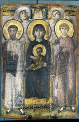 Virgin THeotokos and Child between Saints Theodore and George. Byzantine . 6th or early 7th century ce. Encaustic on wood Virgin THeotokos and Child between Saints Theodore and George. Byzantine . 6th or early 7th century ce. Encaustic on wood