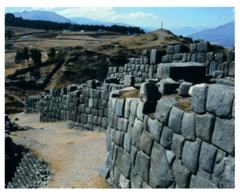 Walls at Saqsa Waman
Complex outside the city of Cusco, peru at head of the Puma shaped plan of the city
Ashlar Masonry
Ramparts contain stones weighing up to 70 tons, brought from quarry 2 miles away Walls at Saqsa Waman
Complex outside the city of Cusco, peru at head of the Puma shaped plan of the city
Ashlar Masonry
Ramparts contain stones weighing up to 70 tons, brought from quarry 2 miles away
